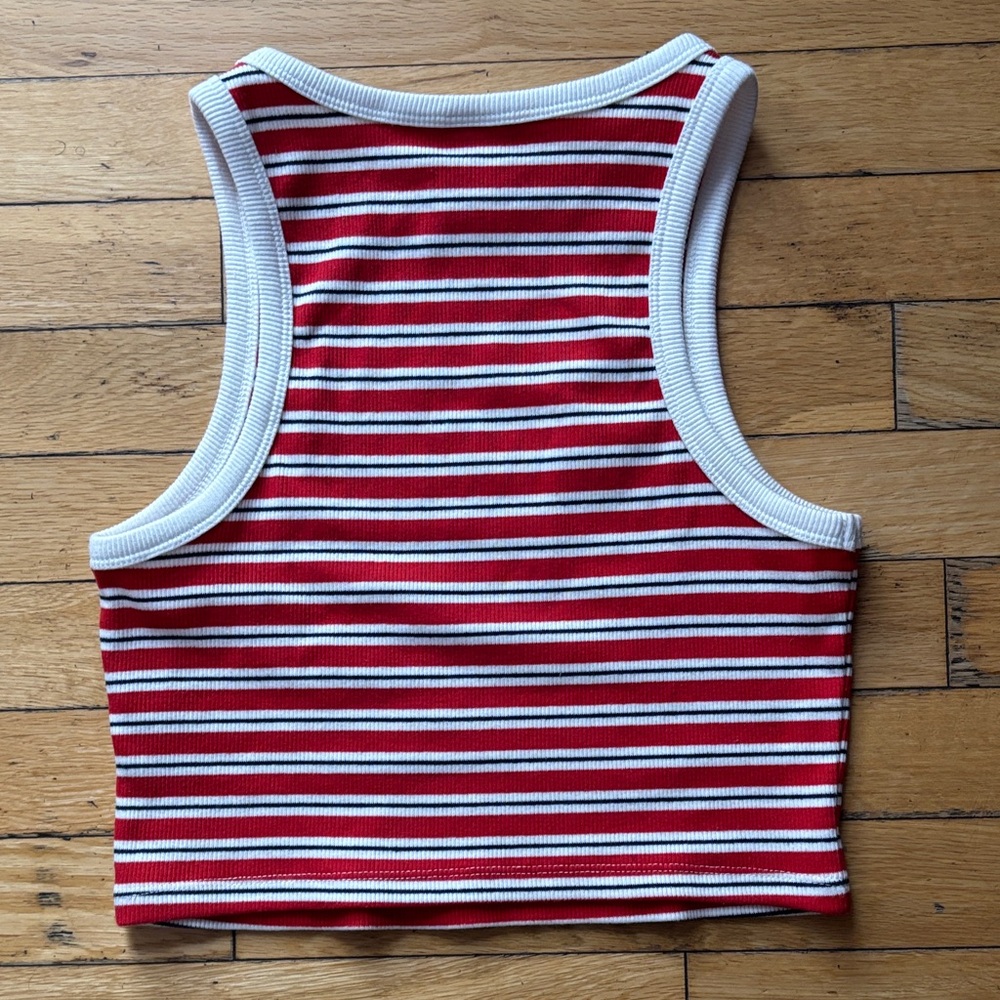 H&M Red and White Striped Tank Top